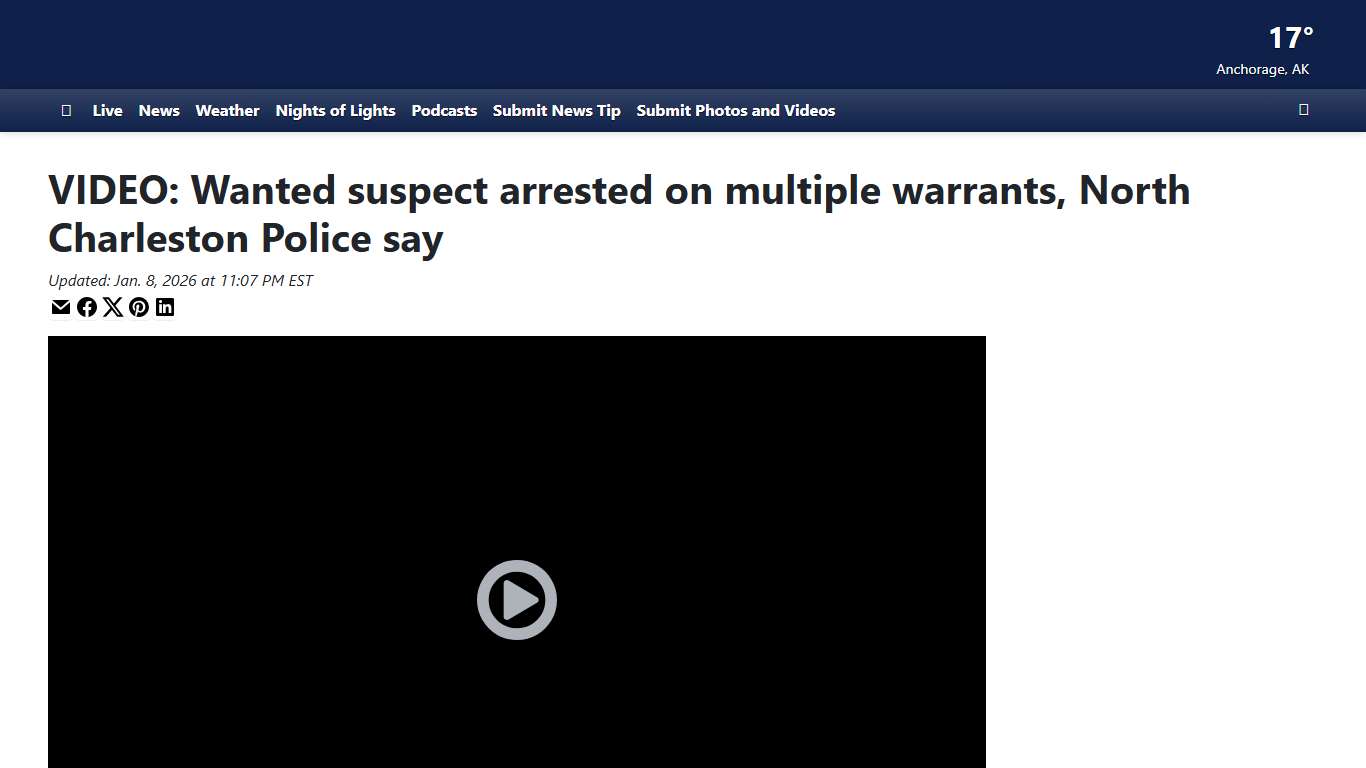 VIDEO: Wanted suspect arrested on multiple warrants, North Charleston Police say